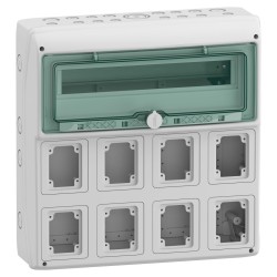 Щит для розетки, Mureva, 1х18 модулів, 8 отворів 90x100мм, (Ш)448мм х (В)460мм, без клемного блоку Щит для розетки, Mureva, 1х18 модулів, 8 отворів 90x100мм, (Ш)448мм х (В)460мм, без клемного блоку