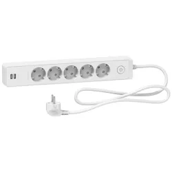 Подовжувач 5 роз. з заз.+2*USB біл 1.5 м Подовжувач 5 роз. з заз.+2*USB біл 1.5 м