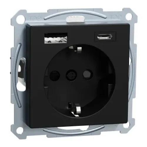 Роз заз шт USB A+C 16А SysM чорн мат