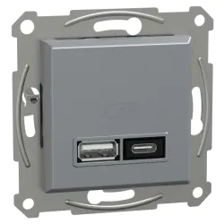 USB-розетка тип A+C 21 Вт сталь USB-розетка тип A+C 21 Вт сталь