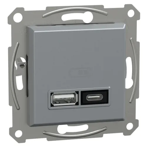 USB-розетка тип A+C 21 Вт сталь USB-розетка тип A+C 21 Вт сталь