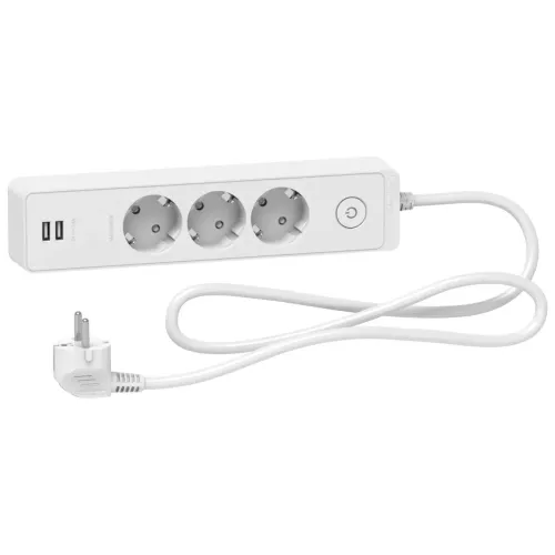 Подовжувач 3 роз. з заз.+2*USB біл 1.5 м Подовжувач 3 роз. з заз.+2*USB біл 1.5 м