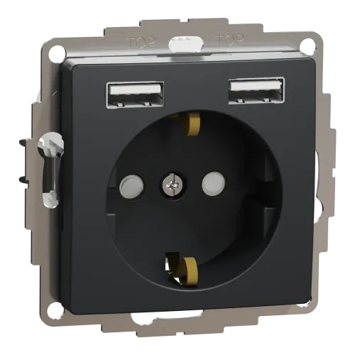 Роз з заземл+USB Чорний Sedna Design