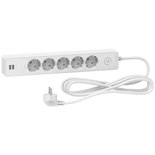 Подовжувач 5 роз. з заз.+2*USB білий 3 м