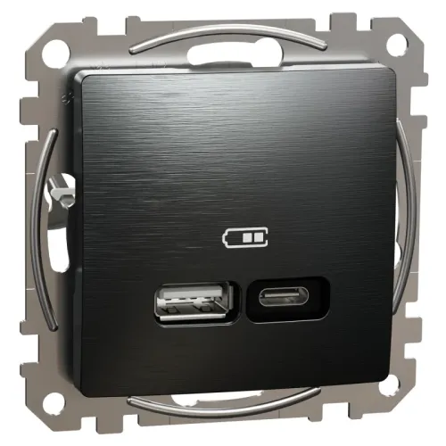 USB розетка А+С, мат титан USB розетка А+С, мат титан
