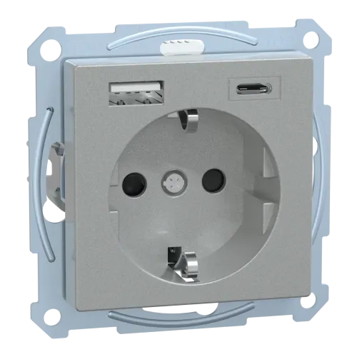 Роз заз шт USB A+C 16А SysM алюміній Роз заз шт USB A+C 16А SysM алюміній