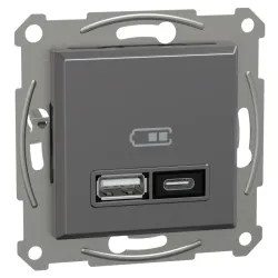 USB-розетка тип A+C 21 Вт антрацит USB-розетка тип A+C 21 Вт антрацит