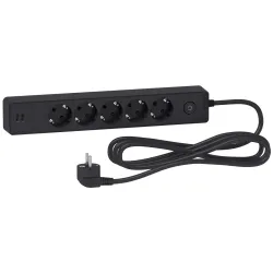 Подовжувач 5 роз. з заз.+2*USB чорн. 3 м Подовжувач 5 роз. з заз.+2*USB чорн. 3 м