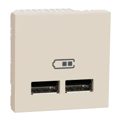 Розетка USB подв. 2.1А 2 модуля беж Розетка USB подв. 2.1А 2 модуля беж