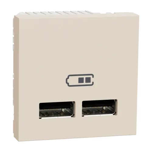 Розетка USB подв. 2.1А 2 модуля беж Розетка USB подв. 2.1А 2 модуля беж