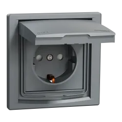 РОЗЕТКА З З/К ЗАХ ШТР ASFORA ip44 СТАЛЬ