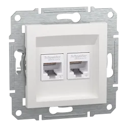 Розетка 2хRJ45 UTP 6 білий Asfora б/р Розетка 2хRJ45 UTP 6 білий Asfora б/р