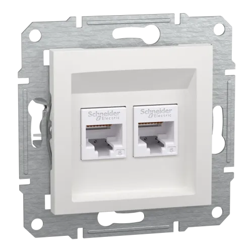 Розетка 2хRJ45 UTP 6 білий Asfora б/р Розетка 2хRJ45 UTP 6 білий Asfora б/р