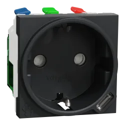 Unica New Сил.роз + USB-С 10,5Вт 2М антр