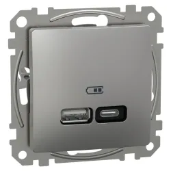 USB-розетка тип A+C 21 Вт алюміній USB-розетка тип A+C 21 Вт алюміній