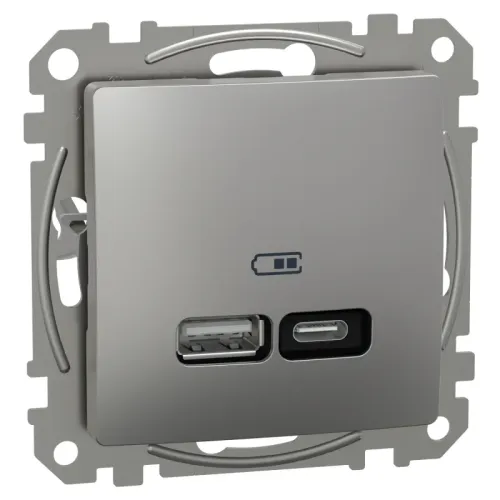 USB-розетка тип A+C 21 Вт алюміній USB-розетка тип A+C 21 Вт алюміній