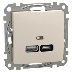 USB-розетка тип A+C 21 Вт бежевий USB-розетка тип A+C 21 Вт бежевий
