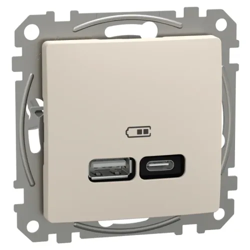 USB-розетка тип A+C 21 Вт бежевий