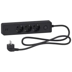 Подовжувач 3 роз з заз.+2*USB чорн 1.5 м Подовжувач 3 роз з заз.+2*USB чорн 1.5 м