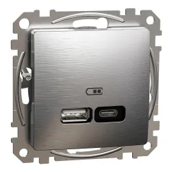 USB розетка А+С, мат алюміній USB розетка А+С, мат алюміній