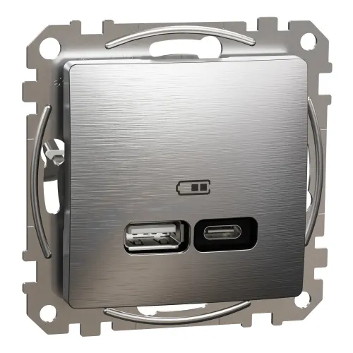 USB розетка А+С, мат алюміній USB розетка А+С, мат алюміній