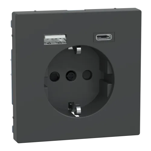 Роз заз шт USB A+C 16А SysD антрацит Роз заз шт USB A+C 16А SysD антрацит