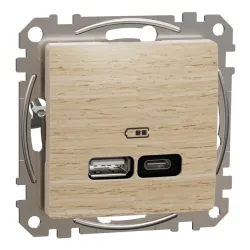 USB розетка А+С, береза USB розетка А+С, береза
