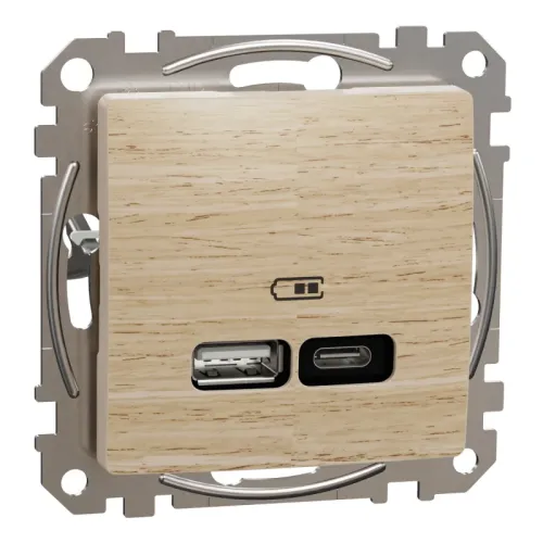 USB розетка А+С, береза USB розетка А+С, береза
