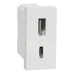 Розетка USB тип A+C, 1 мод, 12 Вт, біл Розетка USB тип A+C, 1 мод, 12 Вт, біл
