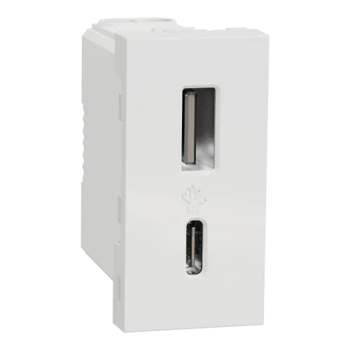 Розетка USB тип A+C, 1 мод, 12 Вт, біл