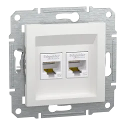 Розетка 2хRJ45 UTP 5E білий Asfora б/р Розетка 2хRJ45 UTP 5E білий Asfora б/р
