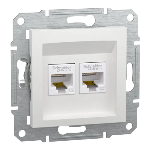 Розетка 2хRJ45 UTP 5E білий Asfora б/р