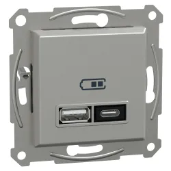 USB-розетка тип A+C 21 Вт алюміній USB-розетка тип A+C 21 Вт алюміній