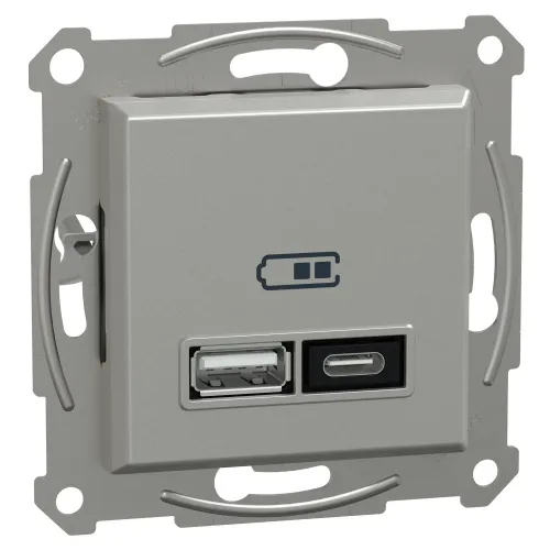 USB-розетка тип A+C 21 Вт алюміній USB-розетка тип A+C 21 Вт алюміній