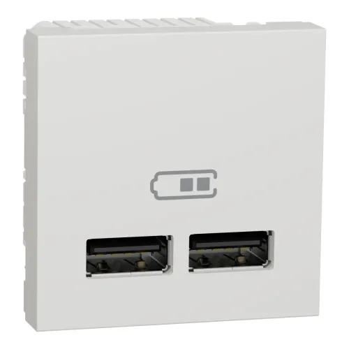 Розетка USB подв. 2.1А 2 модуля біл Розетка USB подв. 2.1А 2 модуля біл
