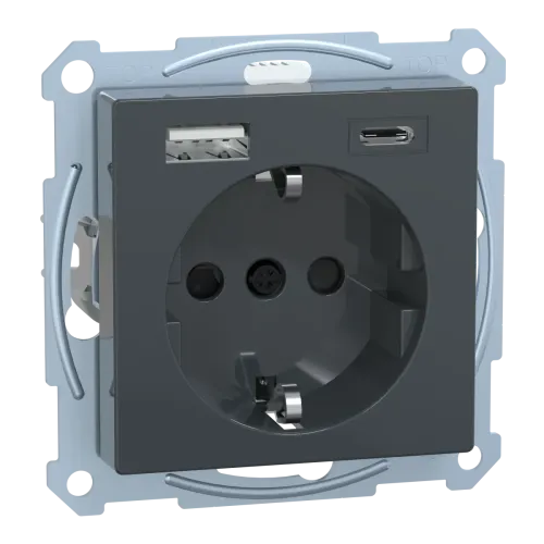 Роз заз шт USB A+C 16А SysM антрацит Роз заз шт USB A+C 16А SysM антрацит