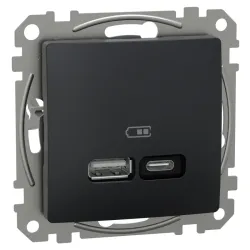 USB-розетка тип A+C 21 Вт чорний USB-розетка тип A+C 21 Вт чорний