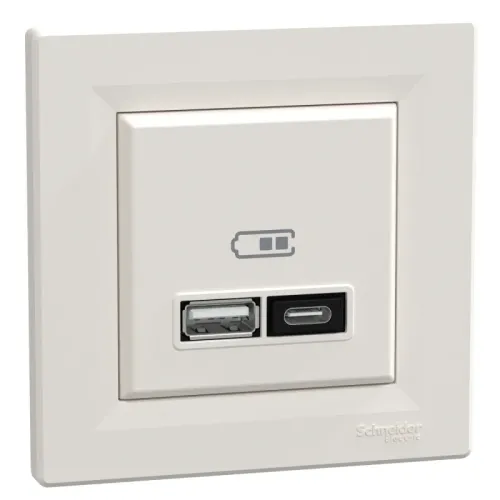 USB-розетка тип A+C 21 Вт кремовий