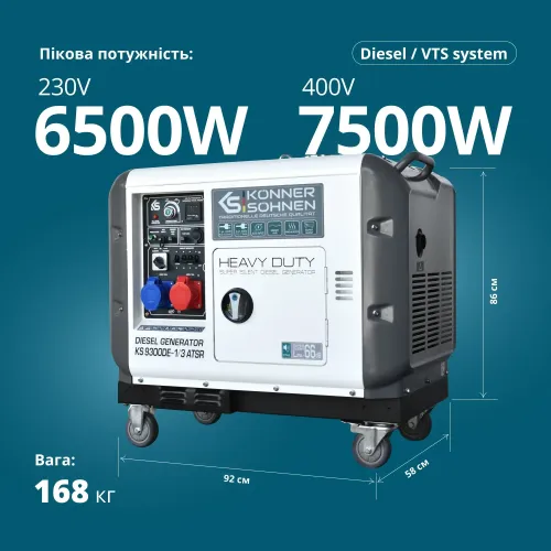 Дизельний генератор «Könner & Söhnen» KS 9300DE-1/3 ATSR (EURO V) Дизельний генератор «Könner & Söhnen» KS 9300DE-1/3 ATSR (EURO V)